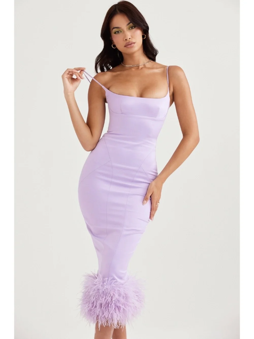house of cb purple ruffle dress House of CB - Gabbi Ruffled Front Gown - Wine